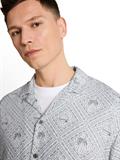 Relaxed Fit Resort Hemd mit Leinenanteil green white tropical print