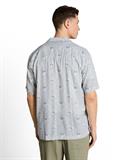 Relaxed Fit Resort Hemd mit Leinenanteil green white tropical print