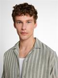 Relaxed Fit Resort Hemd mit Leinenanteil sea spray green stripe