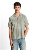 Relaxed Fit Resort Hemd mit Leinenanteil sea spray green stripe