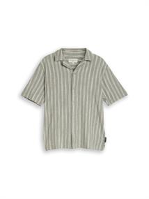 Relaxed Fit Resort Hemd mit Leinenanteil sea spray green stripe