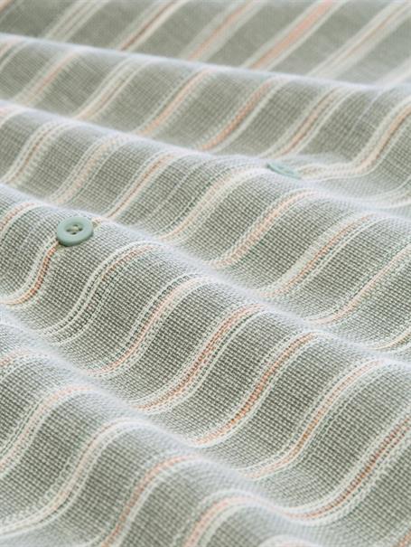 Relaxed Fit Resort Hemd mit Leinenanteil sea spray green stripe