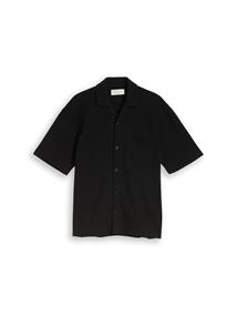 Relaxed Fit Resort Hemd mit Waffelstruktur deep black