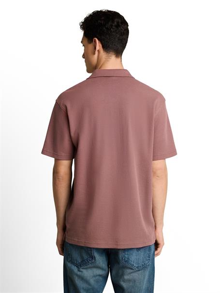 Relaxed Fit Resort Poloshirt mit Waffelstruktur rose taupe