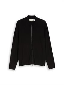 Relaxed Fit Strickjacke mit Reißverschluss black