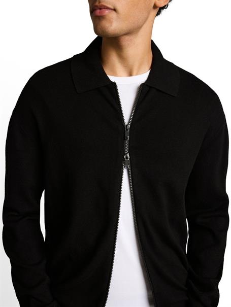 Relaxed Fit Strickjacke mit Reißverschluss black