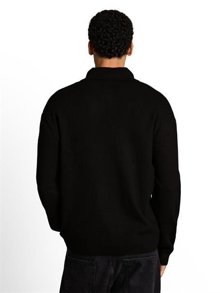 Relaxed Fit Strickjacke mit Reißverschluss black