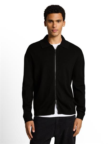 Relaxed Fit Strickjacke mit Reißverschluss black