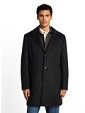 Relaxed Fit Wollmantel mit Reverskragen dark grey melange twill