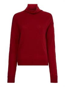 RELAXED FIT WOLLPULLOVER MIT MOCK NECK rouge