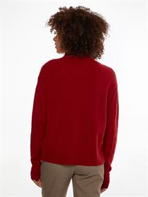 RELAXED FIT WOLLPULLOVER MIT MOCK NECK rouge