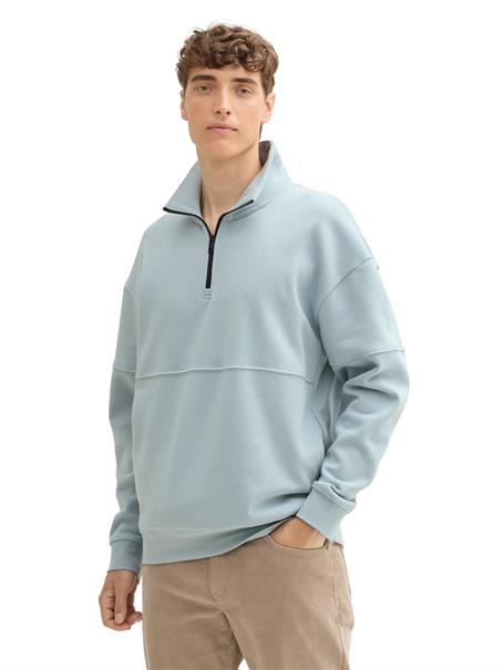 Relaxed Troyer Sweatshirt light grey mint