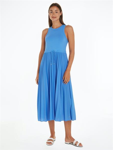 RIB TANK PLEATED DRESS MIDI NS blue spell