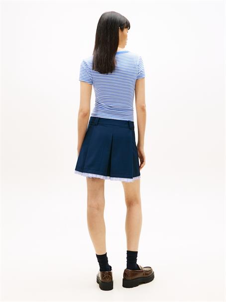 Ribbed Low V-Neck Slim T-Shirt empire blue - stripe