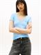Ribbed Low V-Neck Slim T-Shirt light powdery blue