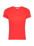 Ribbed Slim Crew Neck T-shirt bright vermillion