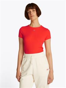 Ribbed Slim Crew Neck T-shirt bright vermillion