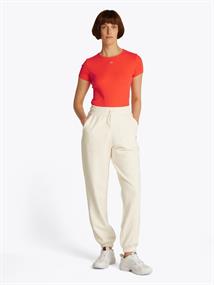 Ribbed Slim Crew Neck T-shirt bright vermillion