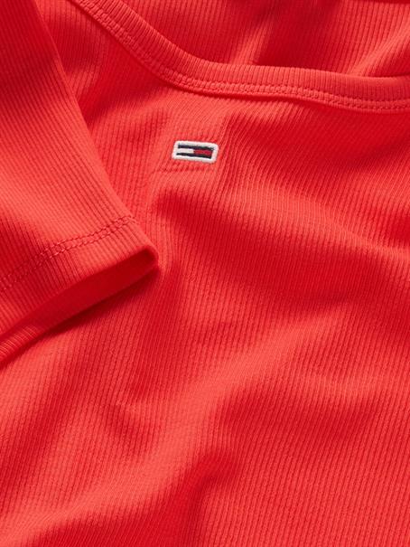 Ribbed Slim Crew Neck T-shirt bright vermillion