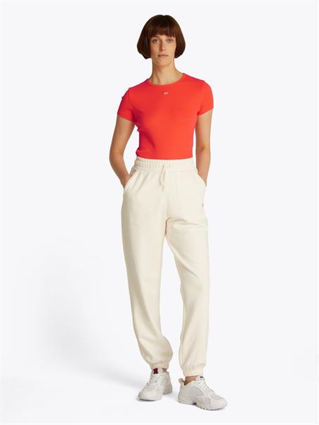 Ribbed Slim Crew Neck T-shirt bright vermillion