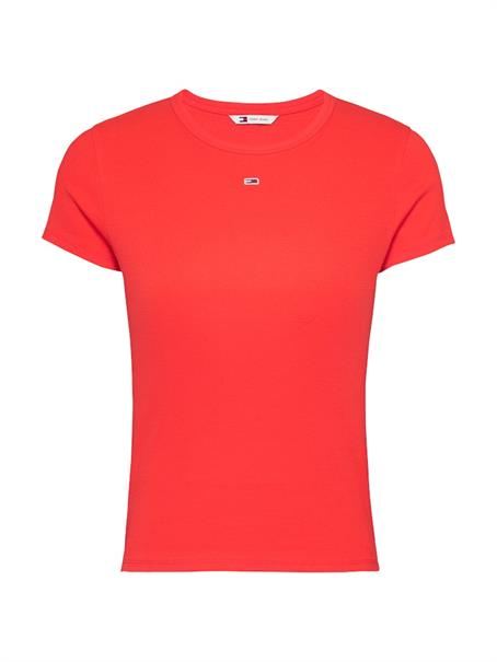 Ribbed Slim Crew Neck T-shirt bright vermillion