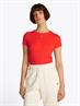 Ribbed Slim Crew Neck T-shirt bright vermillion