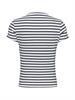 Ribbed Slim Crew Neck T-shirt ecru - navy stripe