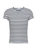 Ribbed Slim Crew Neck T-shirt ecru - navy stripe