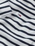 Ribbed Slim Crew Neck T-shirt ecru - navy stripe