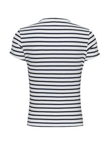 Ribbed Slim Crew Neck T-shirt ecru - navy stripe