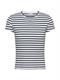 Ribbed Slim Crew Neck T-shirt ecru - navy stripe