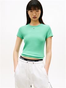 Ribbed Slim Crew Neck T-shirt tropical tide