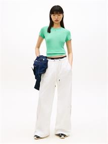 Ribbed Slim Crew Neck T-shirt tropical tide