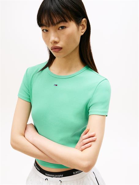 Ribbed Slim Crew Neck T-shirt tropical tide