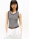Ribbed Slim Scoop Neck Tank Top black-ecru stripe