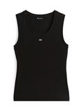 Ribbed Slim Scoop Neck Tank Top black