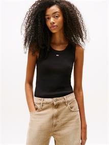 Ribbed Slim Scoop Neck Tank Top black