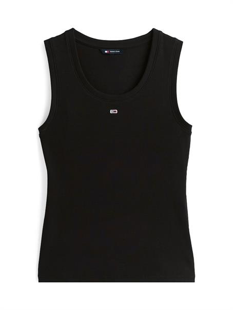 Ribbed Slim Scoop Neck Tank Top black