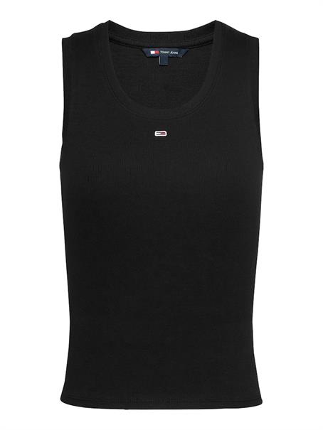 Ribbed Slim Scoop Neck Tank Top black