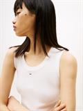 Ribbed Slim Scoop Neck Tank Top ecru