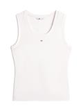 Ribbed Slim Scoop Neck Tank Top ecru