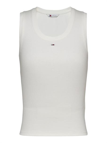 Ribbed Slim Scoop Neck Tank Top ecru