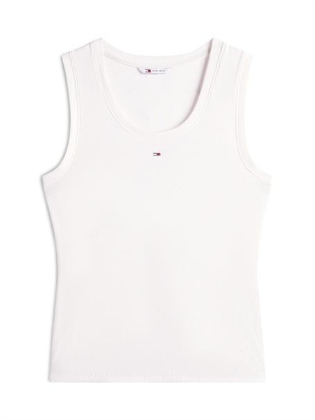 Ribbed Slim Scoop Neck Tank Top ecru