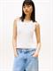 Ribbed Slim Scoop Neck Tank Top ecru