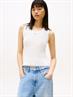 Ribbed Slim Scoop Neck Tank Top ecru