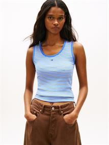 Ribbed Slim Scoop Neck Tank Top empire blue - stripe