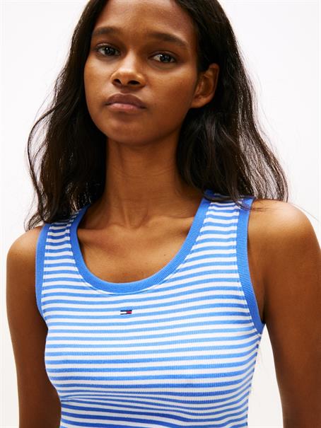 Ribbed Slim Scoop Neck Tank Top empire blue - stripe