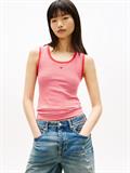 Ribbed Slim Scoop Neck Tank Top red alert - stripe