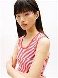 Ribbed Slim Scoop Neck Tank Top red alert - stripe