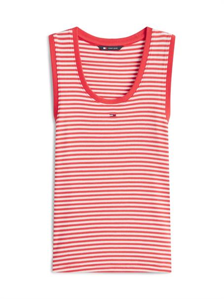 Ribbed Slim Scoop Neck Tank Top red alert - stripe